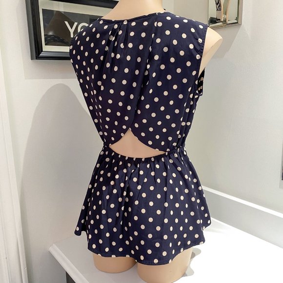 🛍 2 for $25! 🛍 Forever 21 XXI - Polka Dot Open Back Sleeveless Peplum - Picture 2 of 8